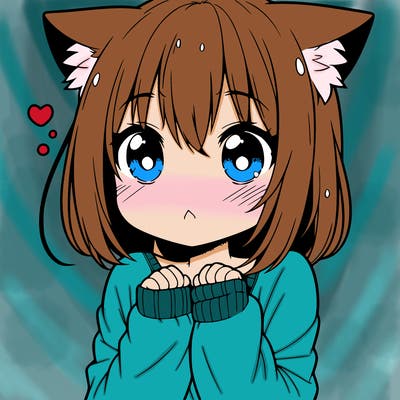 shy anime catgirl