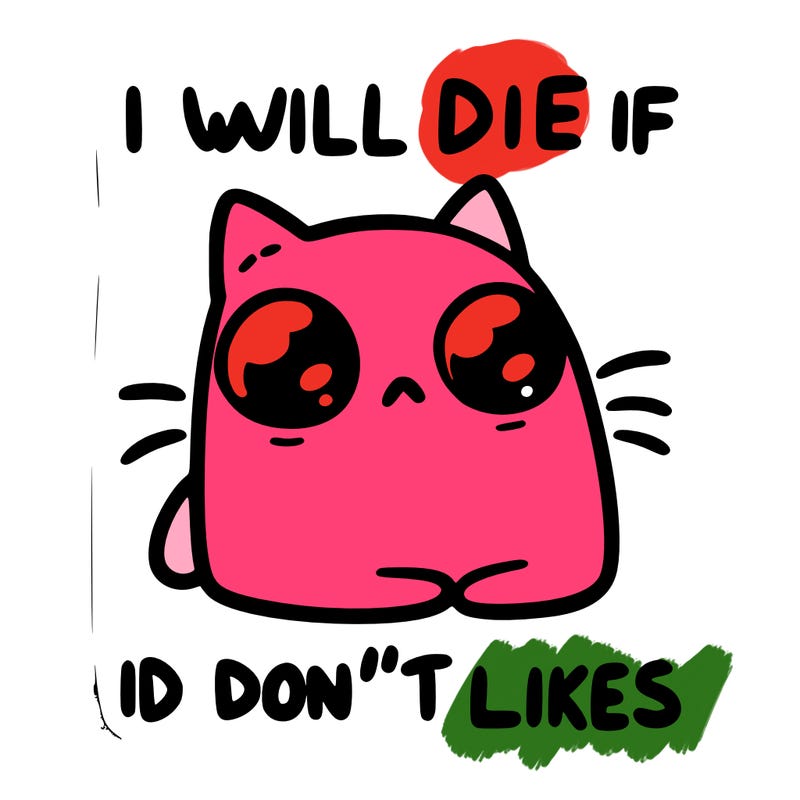 a cat that will die if we don’t get 10 likes