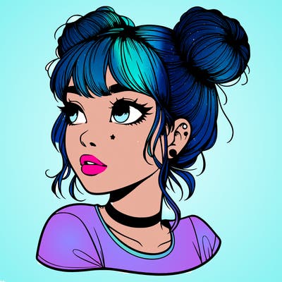 realistic girl with spacebuns