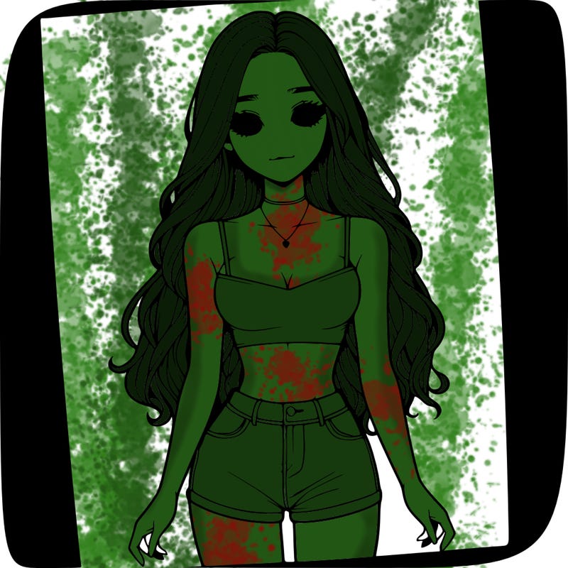 a realistic girl with long hair and in a crop top and shprts