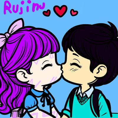 boy and girl kissing