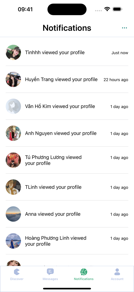 Cappo: Dating, Chat & Friends - Cappo dating app notifications screen showing a list of users who viewed your profile