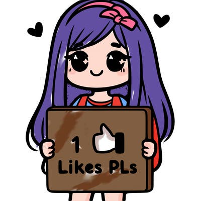girl holding a sign saying 10 likes pls