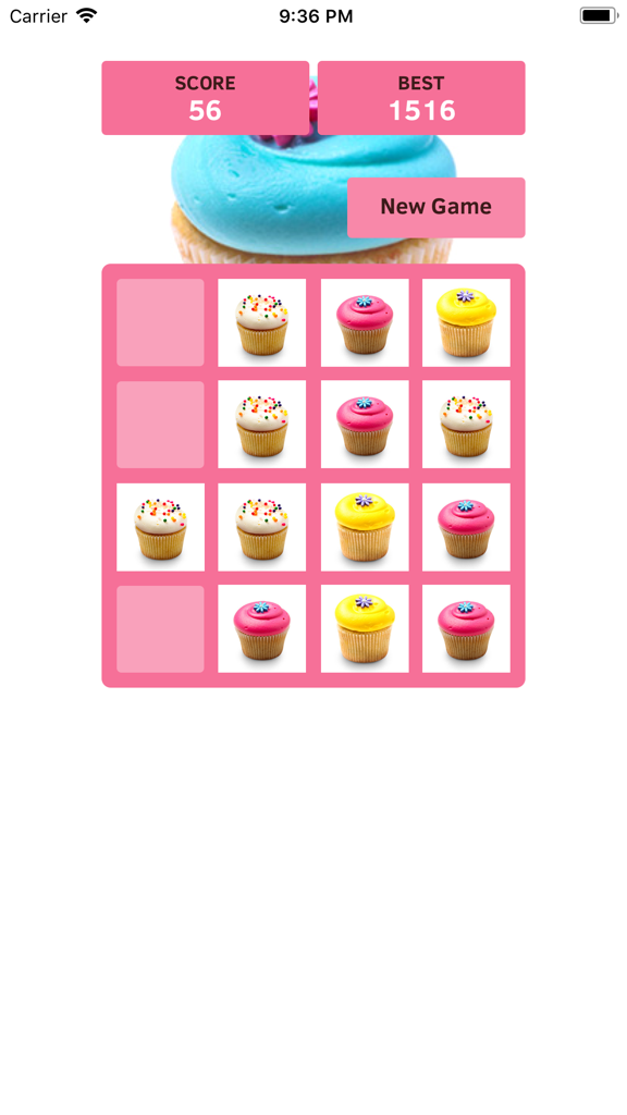 2048 Cupcake - A grid of cupcakes in the 2048 Cupcake puzzle game