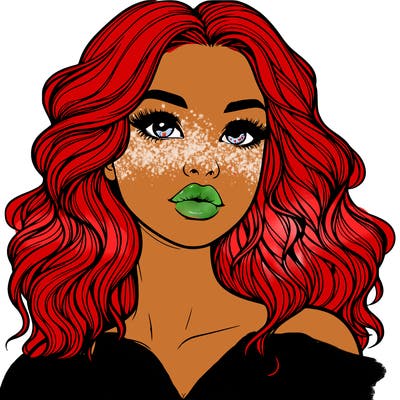 realistic girl with wavy hair and lips