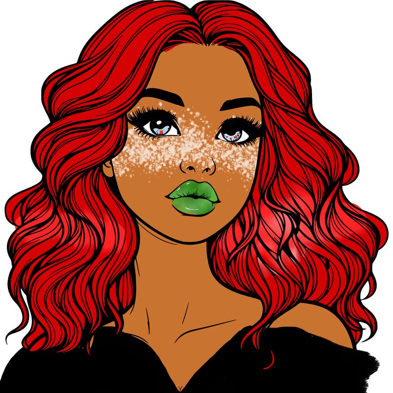 realistic girl with wavy hair and lips