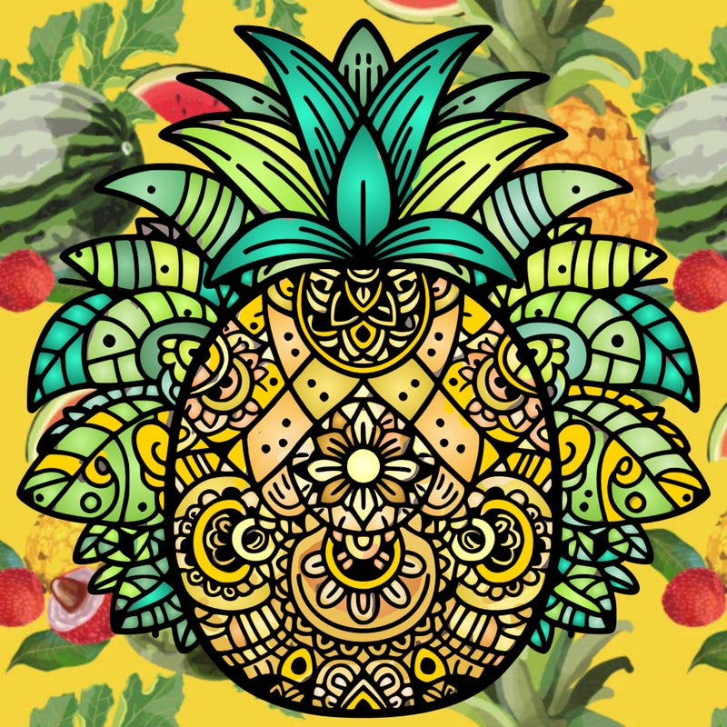 white mandala pineapple