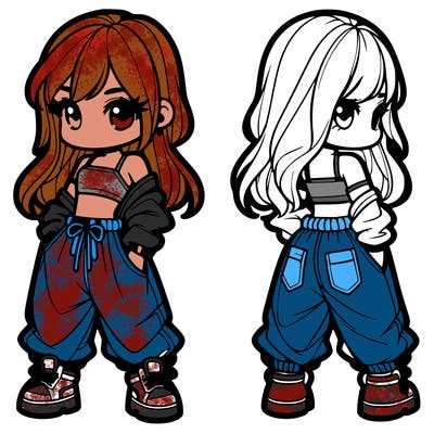 girl in crop top and baggy pants