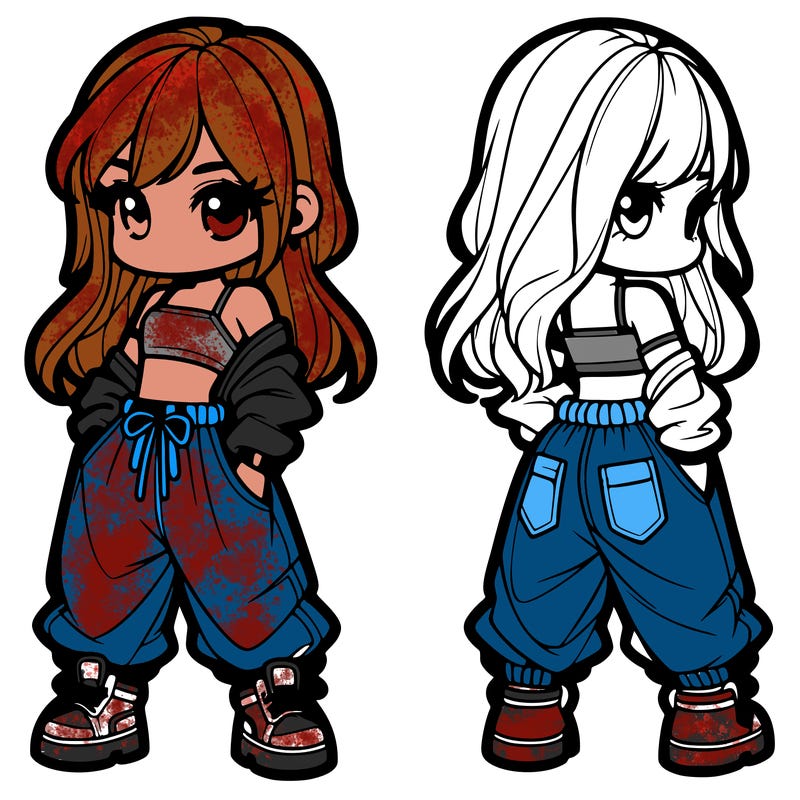 girl in crop top and baggy pants