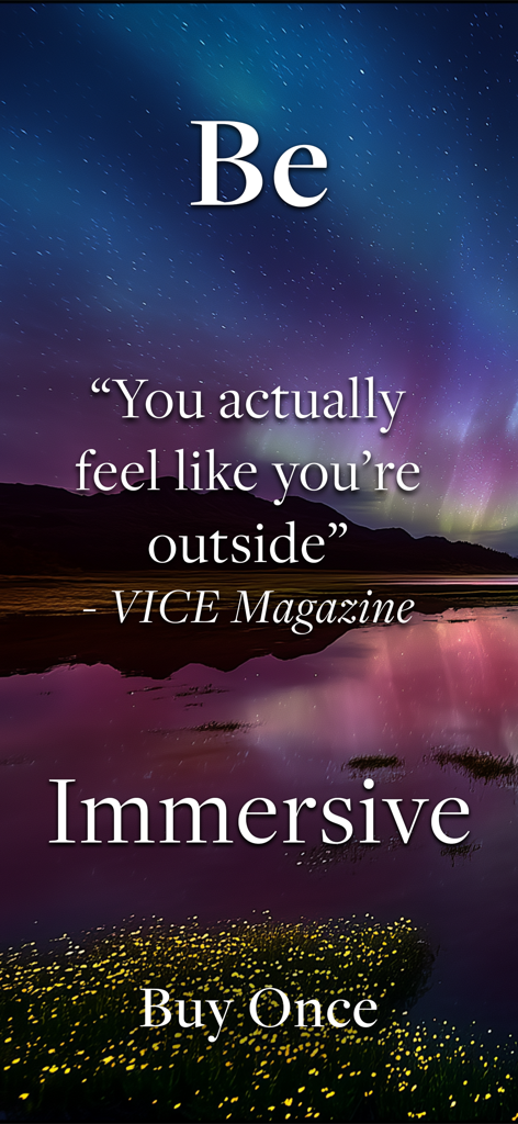 Naturespace Holographic Audio - Naturespace app screenshot featuring aurora borealis and a VICE Magazine quote about immersive sounds