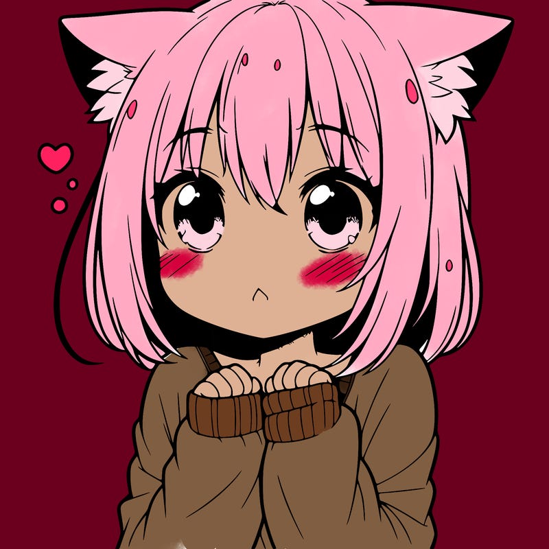 shy anime catgirl