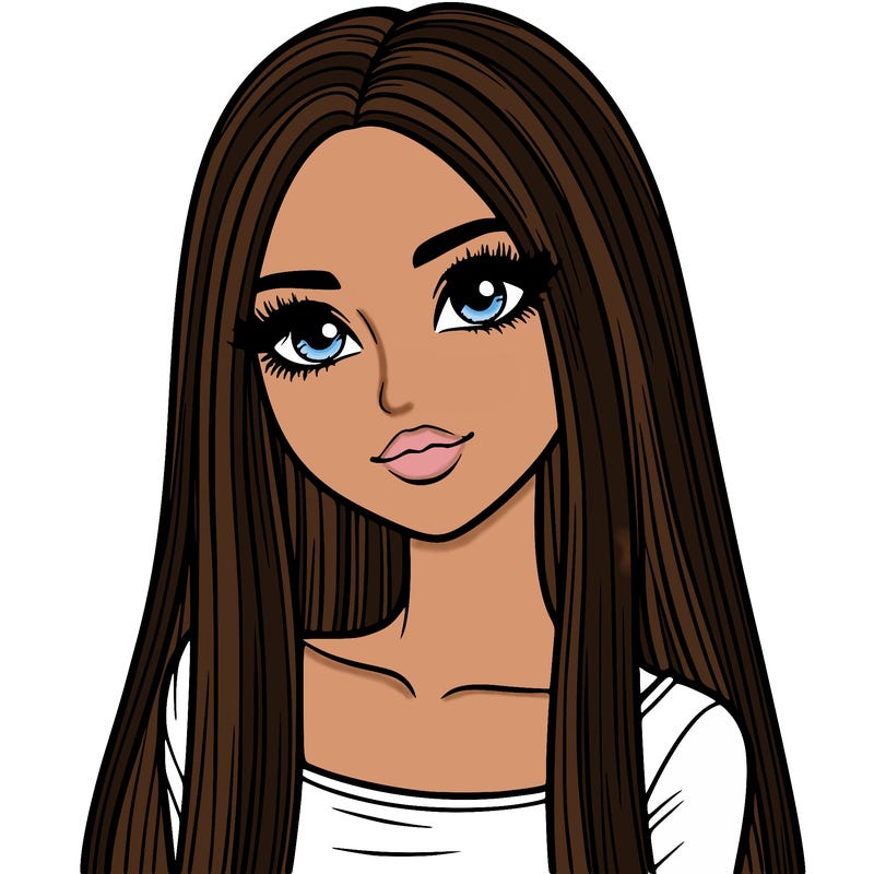 realistic girl with straight and long hair