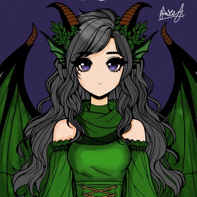 realistic girl with dragon wings horns and a tail