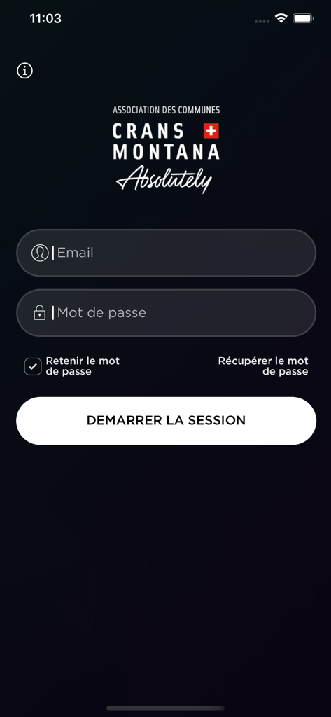 ACCM RESERVATIONS - Pantalla de inicio de sesión de la aplicación ACCM RESERVATIONS para instalaciones deportivas