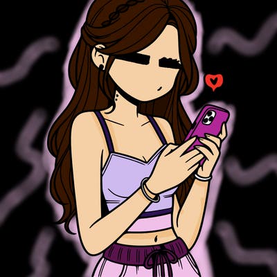 girl with crop top texting on her phone