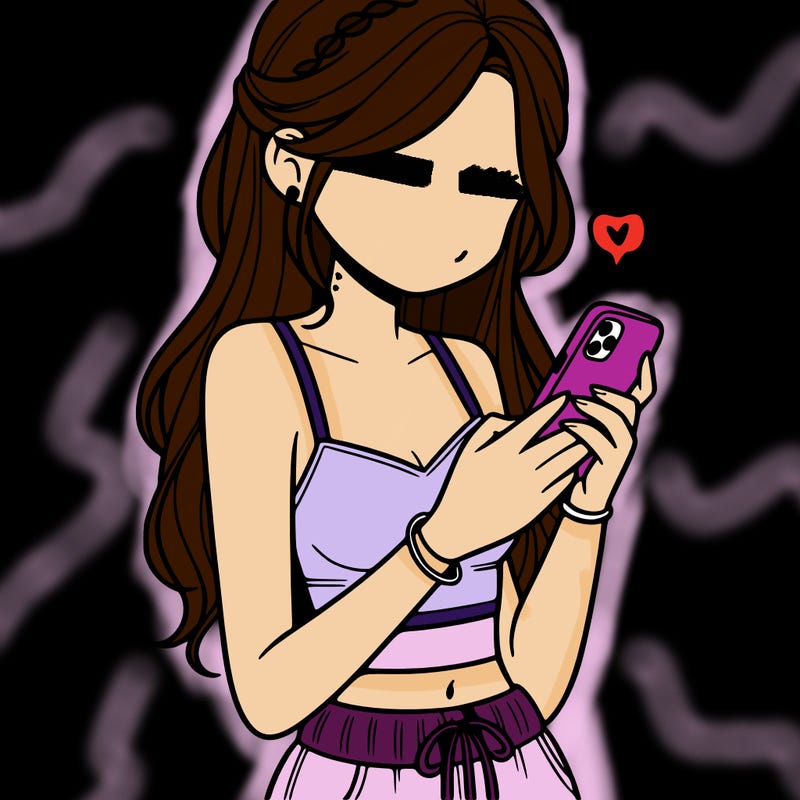 girl with crop top texting on her phone