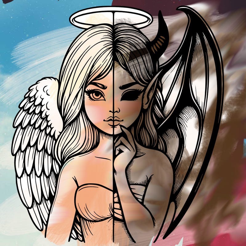 realistic angel half demon