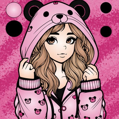 realistic girl in a animal pjs hoodie