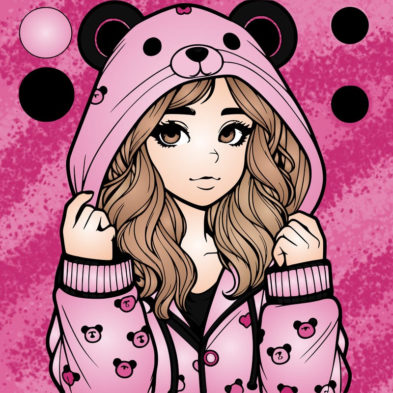 realistic girl in a animal pjs hoodie