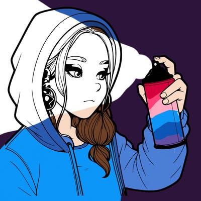 a realistic girl, spray painting