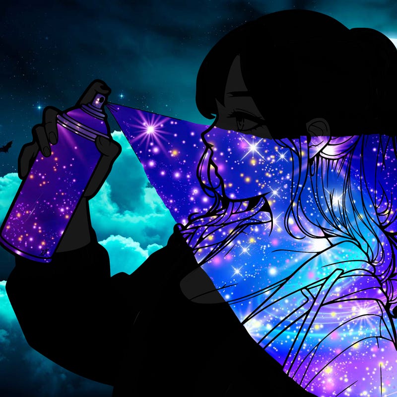 a realistic girl spray, painting