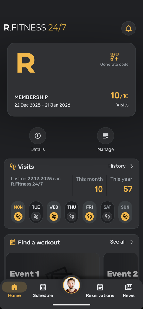 R.Fitness 24/7 - Health & Fitness App | MWM