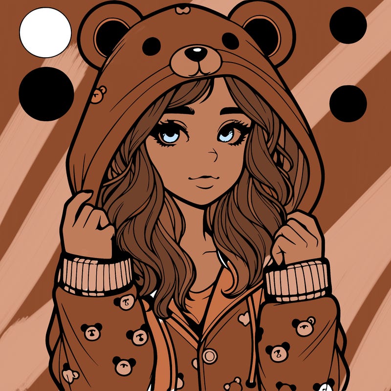 realistic girl in a animal pjs hoodie