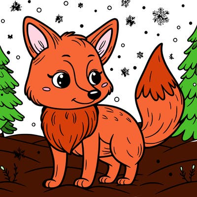a fox in the snow