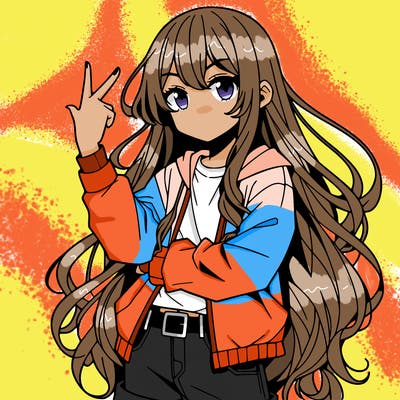 one anime girl with long hair and a cool pose