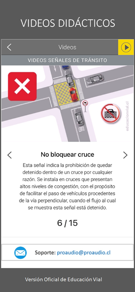 Educación Vial - Video didattico dall'app Educación Vial che spiega la regola del traffico sul non bloccare gli incroci con un diagramma