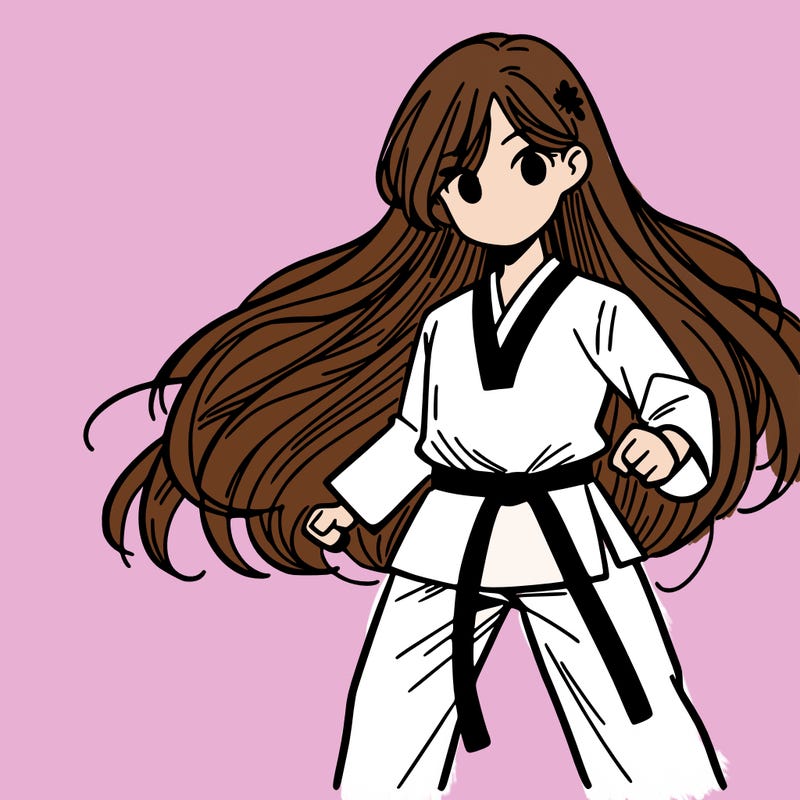 taekwondo anime girl long hair