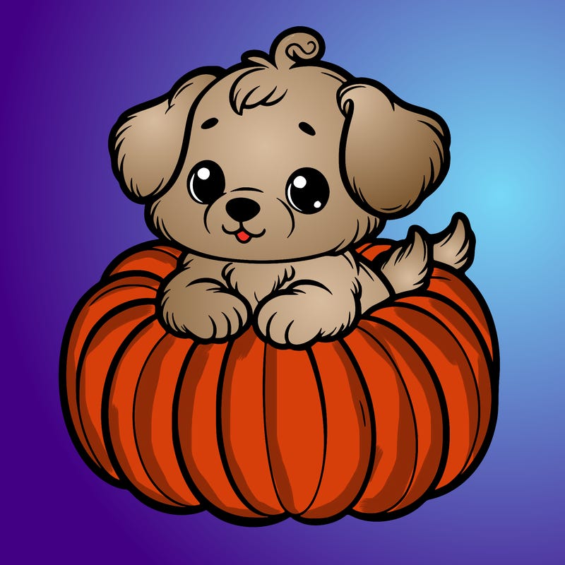 cute little puppy in a pumpkin