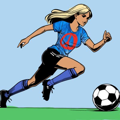 realistic woman playing soccer