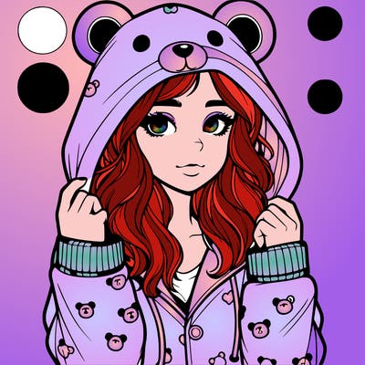 realistic girl in a animal pjs hoodie