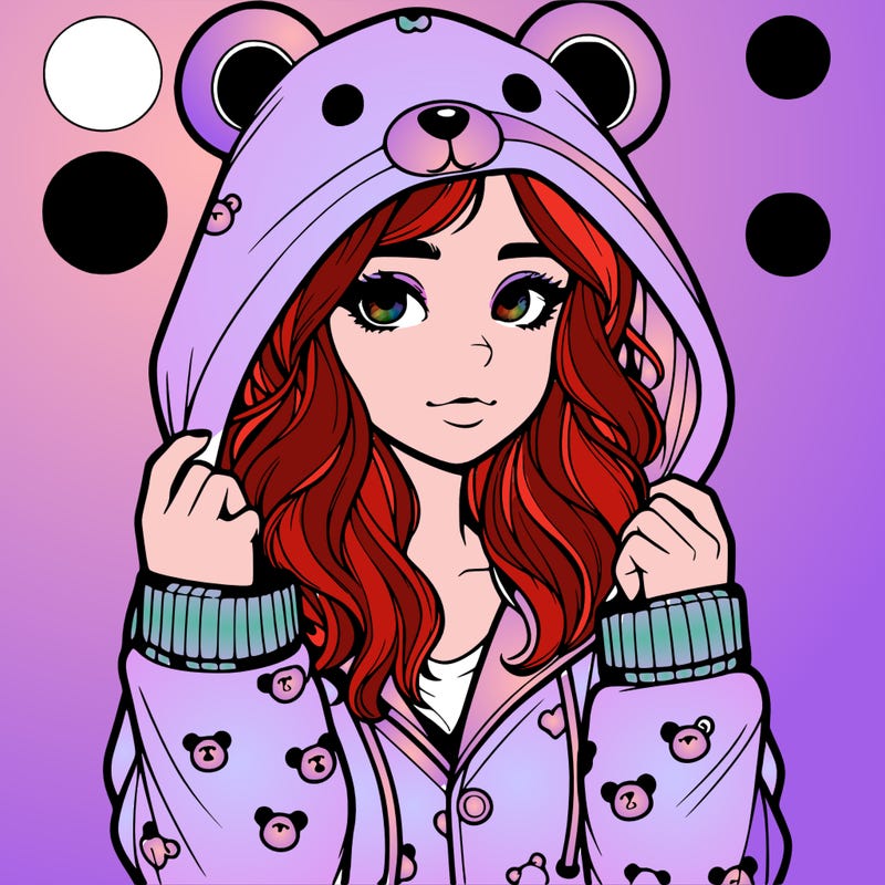 realistic girl in a animal pjs hoodie