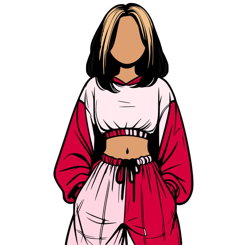 realistic girl faceless with baggy pants and a crop top