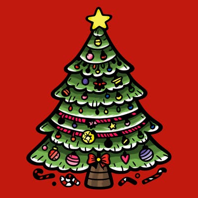 christmas tree with lots of details