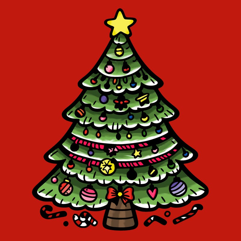 christmas tree with lots of details