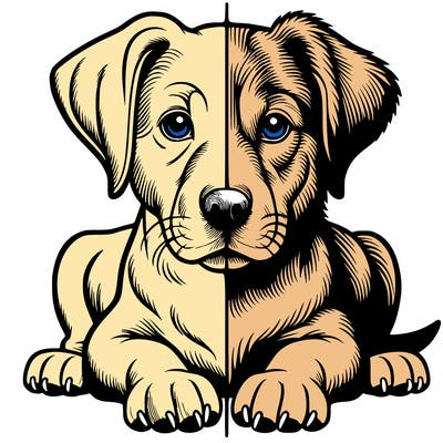 realistic dog split picture