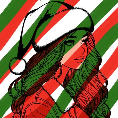 realistic girl in santa hat
