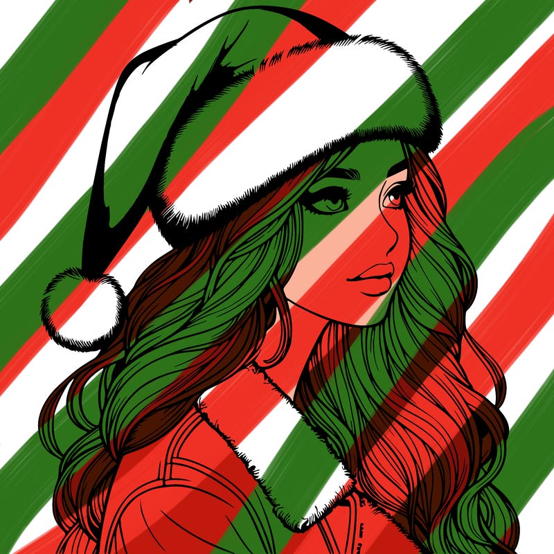 realistic girl in santa hat