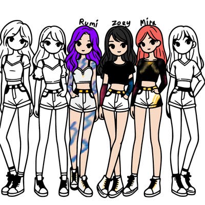 a group of girls wearing crop tops and shorts