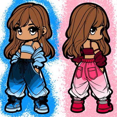 girl in crop top and baggy pants