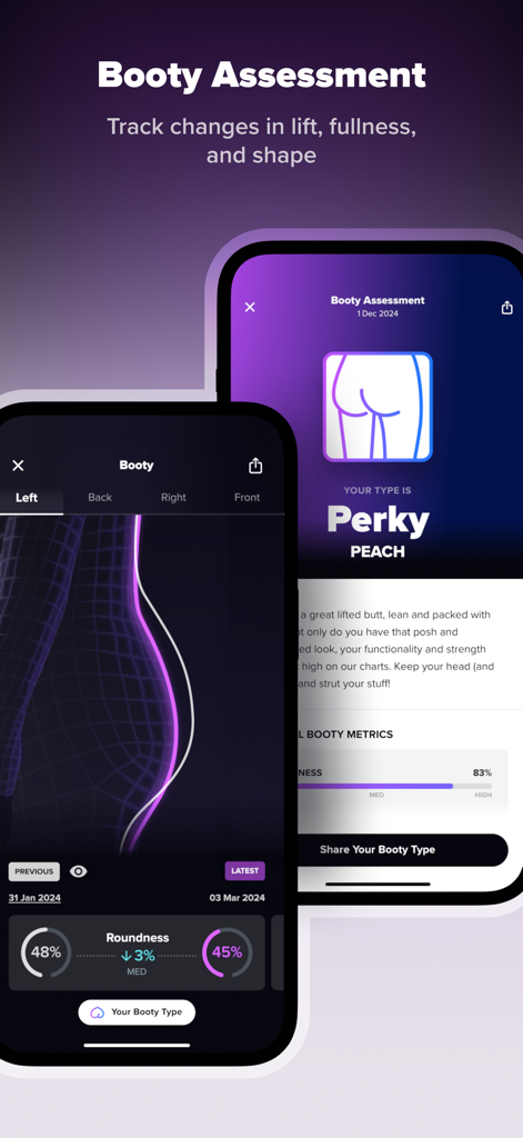 ZOZOFIT: 3D Body Scanner - ZOZOFIT app 3D booty assessment for tracking glute lift and shape