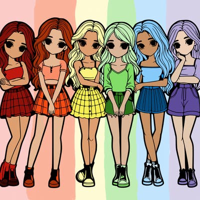 a group of girls realistic