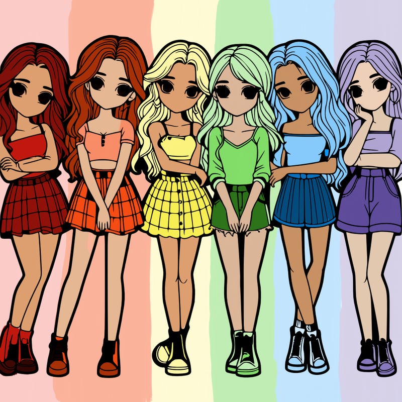 a group of girls realistic