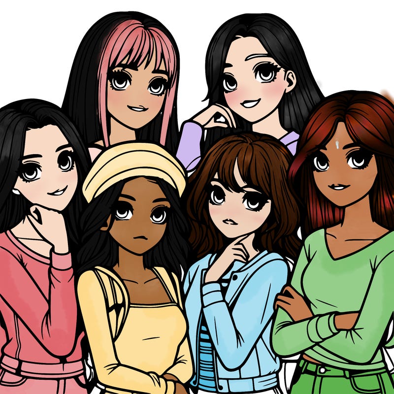 a group of girls realistic