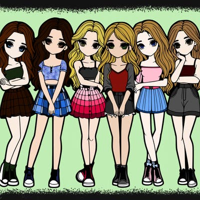 a group of girls realistic