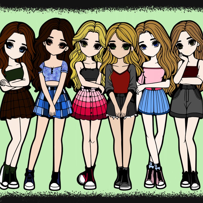 a group of girls realistic