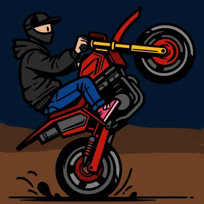 guy on motorcycle doing a wheelie